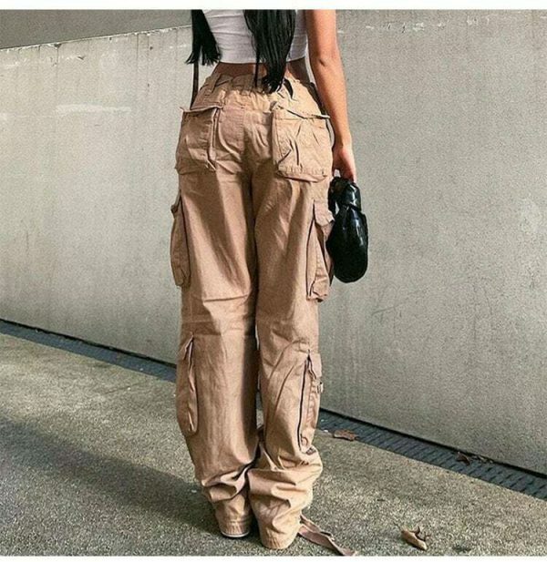 Y2K Vintage Cargo Pants Baggy Jeans Women Fashion Streetwear Wide Leg High Waist Straight Denim Trousers