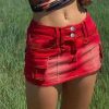 Y2K Vintage Denim Mini Skirt with Pockets - Low Waist Streetwear Aesthetic