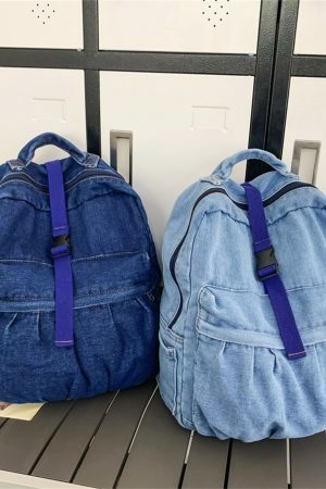 Y2K Vintage Denim Shoulder Bag with Adjustable Strap