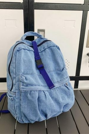 Y2K Vintage Denim Shoulder Bag with Adjustable Strap