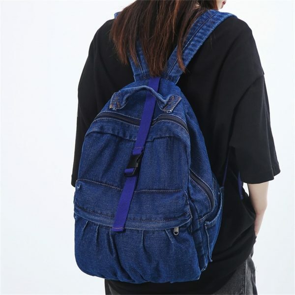 Y2K Vintage Denim Shoulder Bag with Adjustable Strap