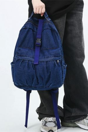 Y2K Vintage Denim Shoulder Bag with Adjustable Strap