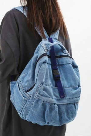 Y2K Vintage Denim Shoulder Bag with Adjustable Strap