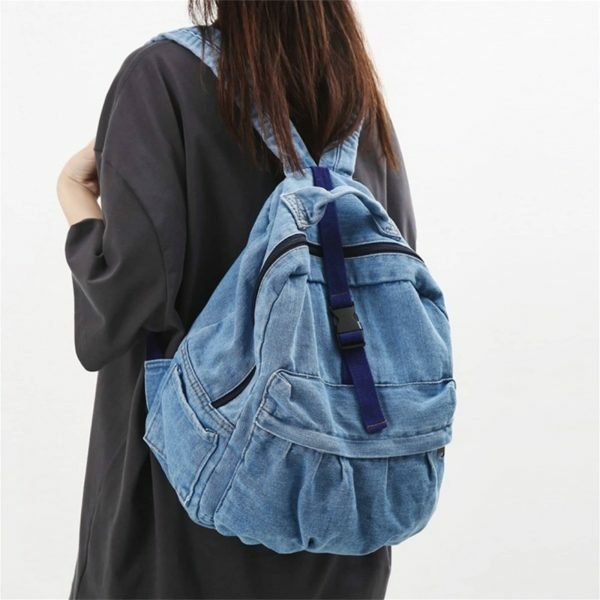 Y2K Vintage Denim Shoulder Bag with Adjustable Strap