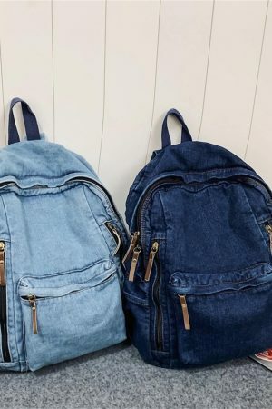 Y2K Vintage Denim Shoulder Bag with Adjustable Strap