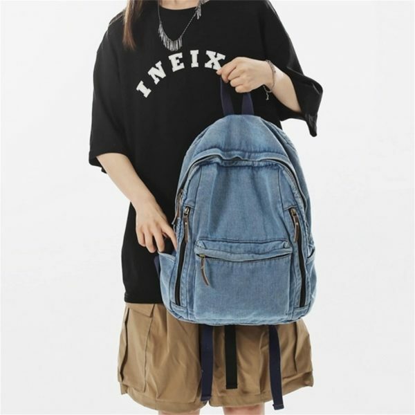 Y2K Vintage Denim Shoulder Bag with Adjustable Strap