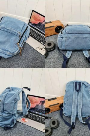 Y2K Vintage Denim Shoulder Bag with Adjustable Strap