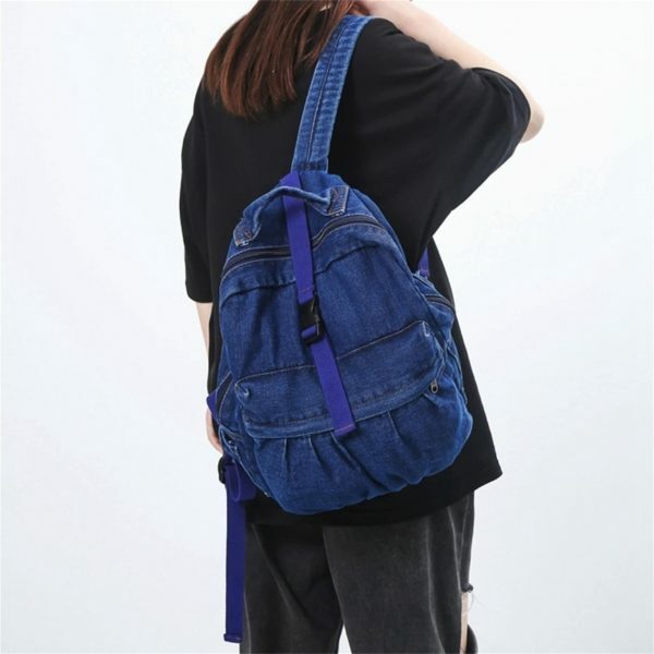 Y2K Vintage Denim Shoulder Bag with Adjustable Strap