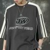 Y2K Vintage Embroidered Letter Print Tee - Korean Streetwear Aesthetic