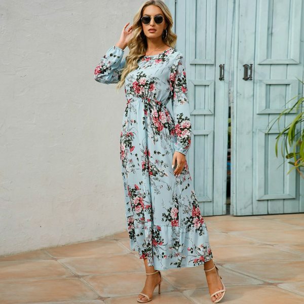 Y2K Vintage Floral Chiffon Maxi Dress for Women