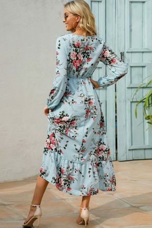 Y2K Vintage Floral Chiffon Maxi Dress for Women