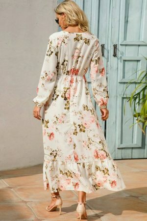 Y2K Vintage Floral Chiffon Maxi Dress for Women