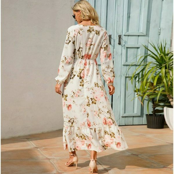 Y2K Vintage Floral Chiffon Maxi Dress for Women