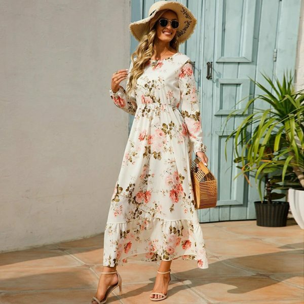 Y2K Vintage Floral Chiffon Maxi Dress for Women