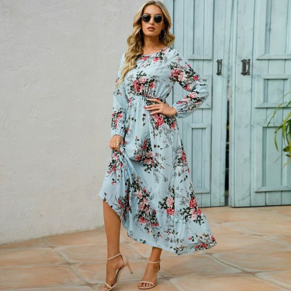 Y2K Vintage Floral Chiffon Maxi Dress for Women