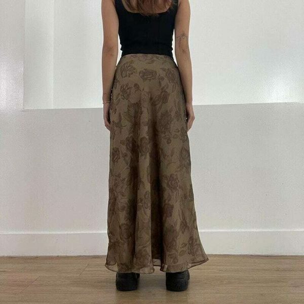 Y2K Vintage Floral Print Mesh Streetwear Skirt