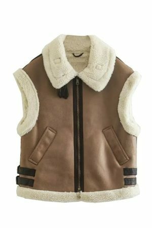 Y2K Vintage Fur Waistcoat | Women's Sleeveless Streetwear Vest