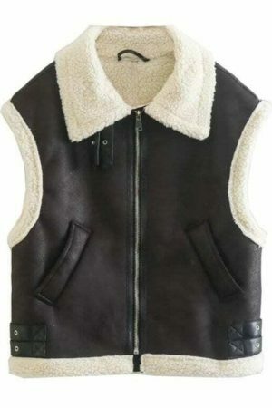 Y2K Vintage Fur Waistcoat | Women's Sleeveless Streetwear Vest