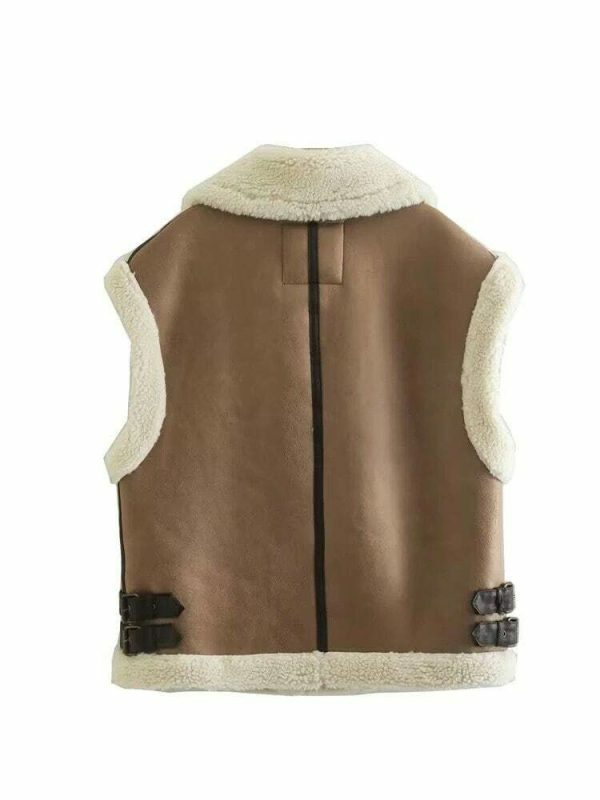 Y2K Vintage Fur Waistcoat | Women's Sleeveless Streetwear Vest