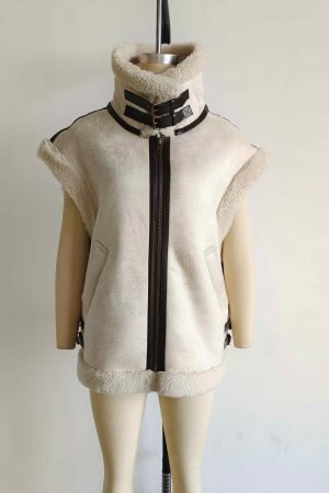 Y2K Vintage Fur Waistcoat | Women's Sleeveless Streetwear Vest