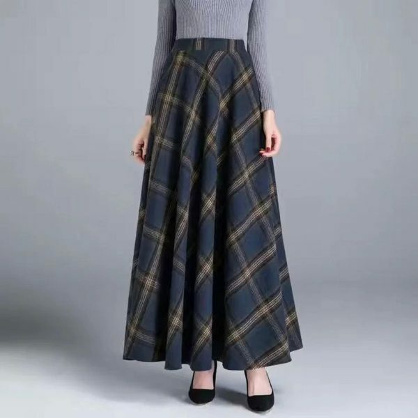 Y2K Vintage High Waist Wool A-Line Maxi Skirt