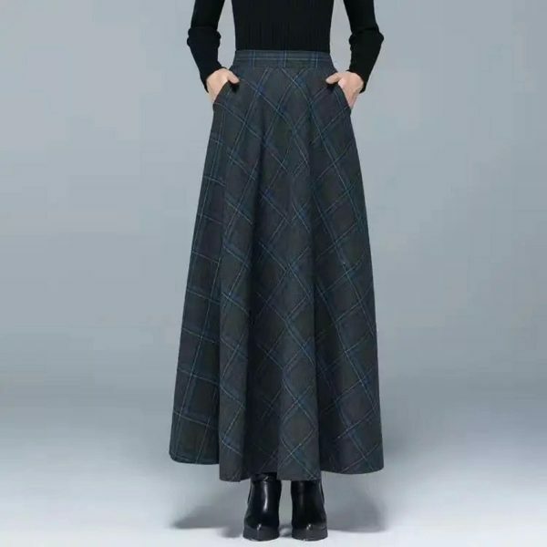 Y2K Vintage High Waist Wool A-Line Maxi Skirt