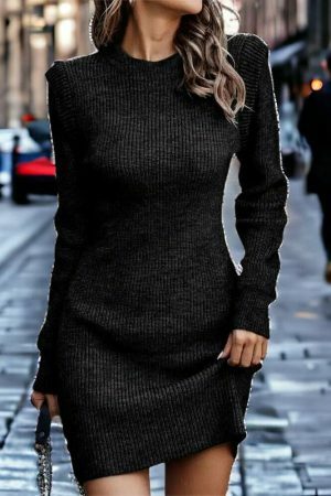 Y2K Vintage Knit O-Neck Sweater Dress | Women's Streetwear Fashion