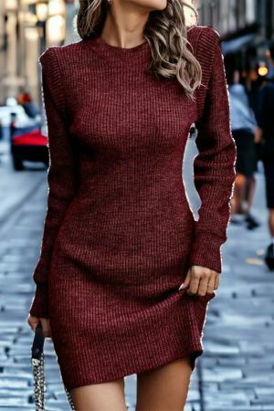 Y2K Vintage Knit O-Neck Sweater Dress | Women's Streetwear Fashion