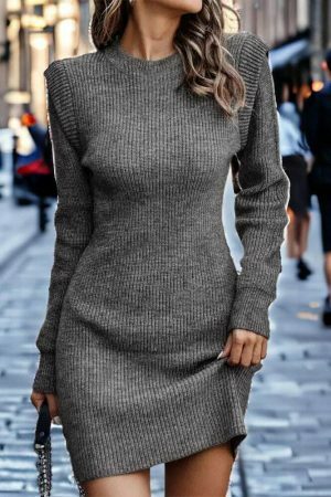 Y2K Vintage Knit O-Neck Sweater Dress | Women's Streetwear Fashion