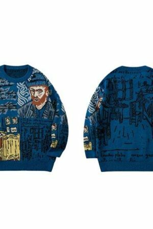 Y2K Vintage Knit Sweater with Streetwear Aesthetics