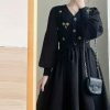 Y2K Vintage Knitted Sweater Midi Dress for Dark Academia Streetwear