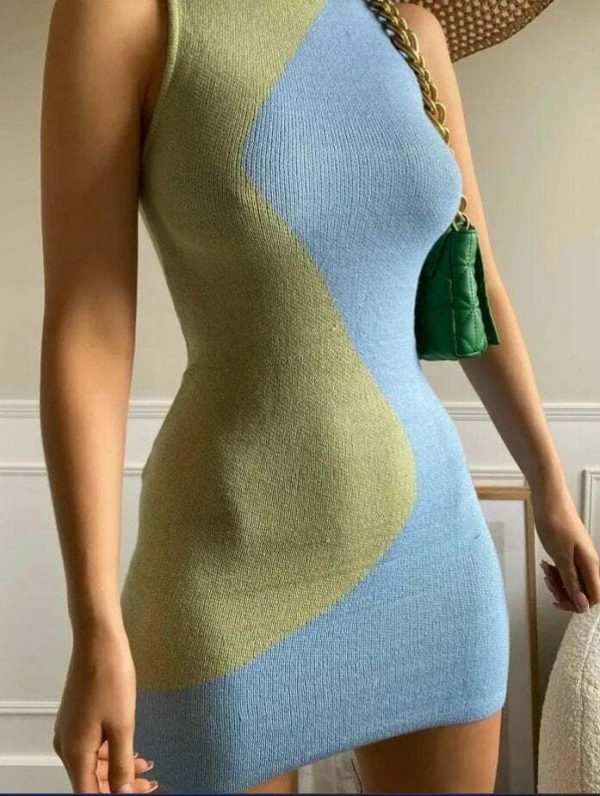 Y2K Vintage Knitted Tank Dress | Women's Sleeveless Bodycon Mini Dress