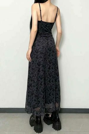 Y2K Vintage Long Maxi Dress - Grunge Streetwear Aesthetic