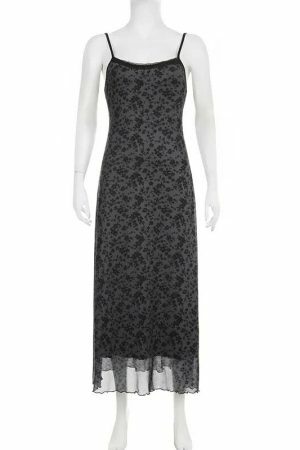 Y2K Vintage Long Maxi Dress - Grunge Streetwear Aesthetic