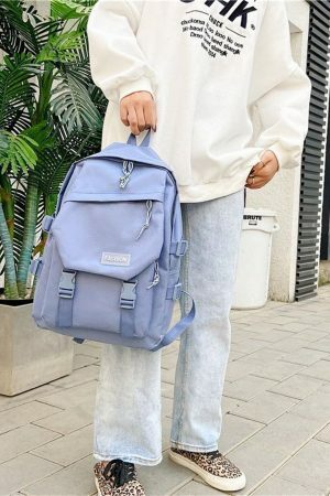 Y2K Vintage Nylon Streetwear Backpack Women Travel Rucksack