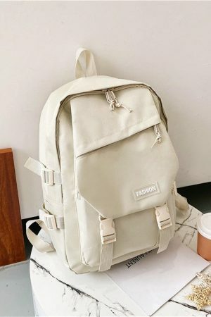 Y2K Vintage Nylon Streetwear Backpack Women Travel Rucksack