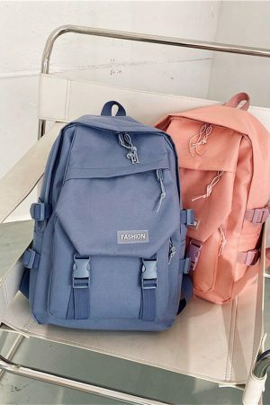 Y2K Vintage Nylon Streetwear Backpack Women Travel Rucksack