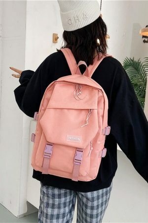 Y2K Vintage Nylon Streetwear Backpack Women Travel Rucksack