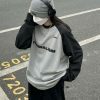 Y2K Vintage Patchwork Gray Long Sleeve Streetwear Shirt