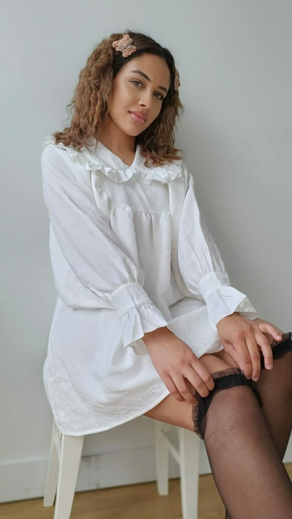 Y2K Vintage Peter Pan Collar Cotton Babydoll Dress, Streetwear Chic Women's Clothing