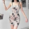 Y2K Vintage Printed Sling Fishbone Dress for Women