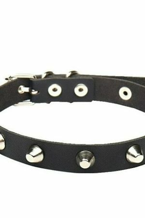 Y2K Vintage Punk Goth Studded Rivet Leather Choker Necklace with Spikes