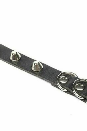 Y2K Vintage Punk Goth Studded Rivet Leather Choker Necklace with Spikes