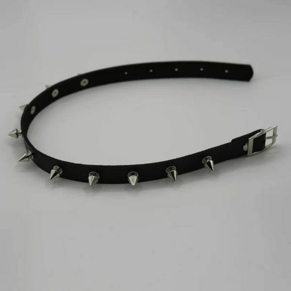 Y2K Vintage Punk Goth Studded Rivet Leather Collar Choker Necklace