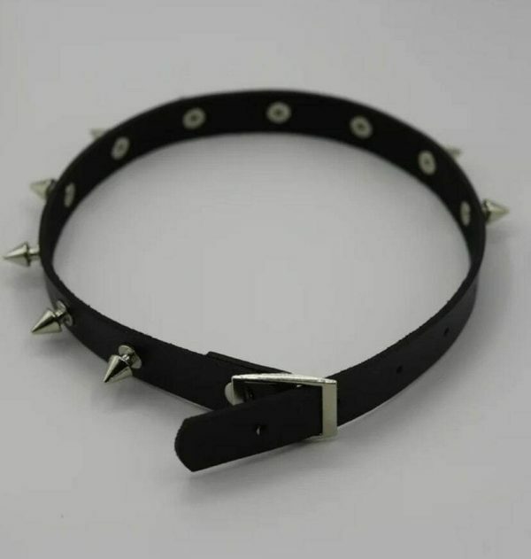 Y2K Vintage Punk Goth Studded Rivet Leather Collar Choker Necklace