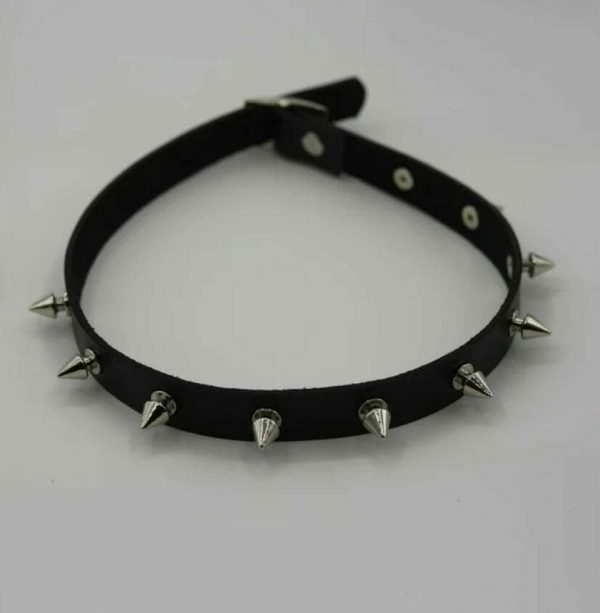 Y2K Vintage Punk Goth Studded Rivet Leather Collar Choker Necklace