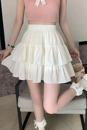 Y2K Vintage Ruffles Layered Mini Skirt - Streetwear Boho Preppy Fairy Aesthetic