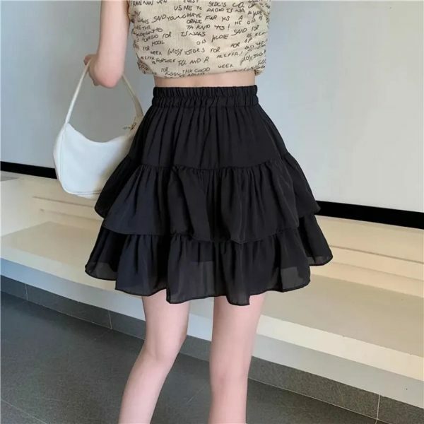 Y2K Vintage Ruffles Layered Mini Skirt - Streetwear Boho Preppy Fairy Aesthetic