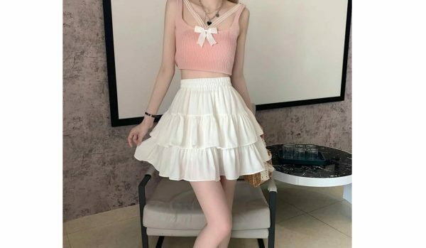 Y2K Vintage Ruffles Layered Mini Skirt - Streetwear Boho Preppy Fairy Aesthetic