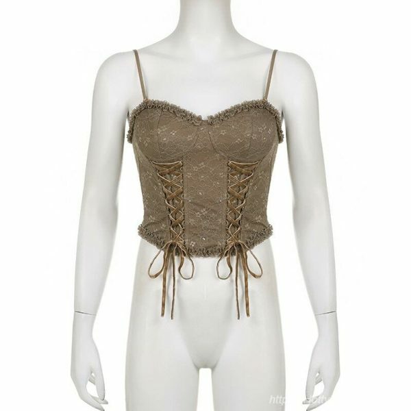 Y2K Vintage Sleeveless Crop Top with Bustier Aesthetic